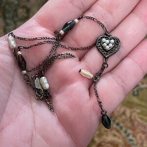 Beaded heart pendant Y2K necklace